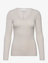 Calvin Klein - MODAL RIB SCOOP NECK LS TOP - langärmlige tops - silver gray - 0