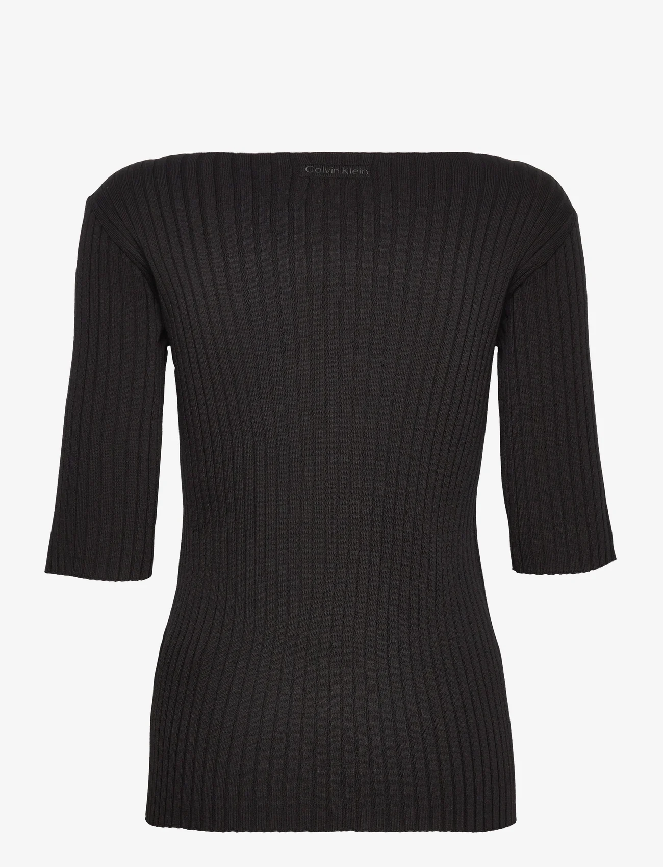 Calvin Klein - ICONIC RIB 1/2 SLEEVE SWEATER - strikkegensere - ck black - 1