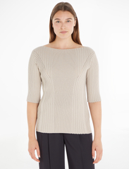 Calvin Klein - ICONIC RIB 1/2 SLEEVE SWEATER - jumpers - silver gray - 2