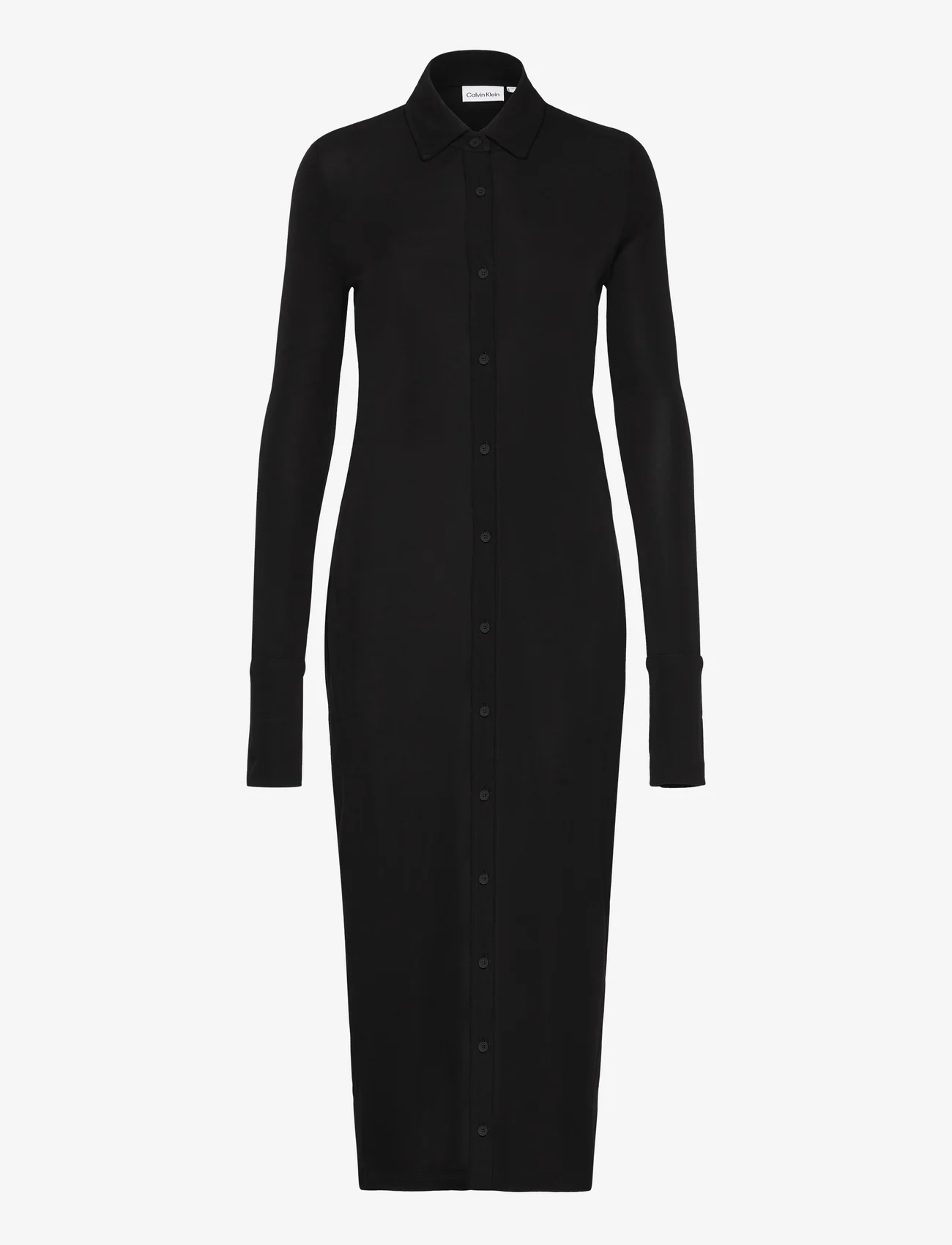 Calvin Klein - FLUID JERSEY SHIRT LS DRESS - kreklkleitas - ck black - 0