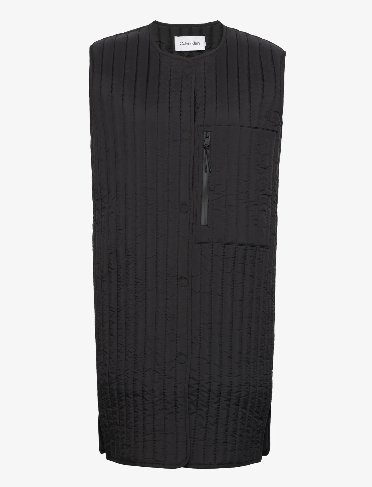 Calvin Klein - LW VERTICAL QUILTED LONG VEST - polstrede vester - ck black - 0
