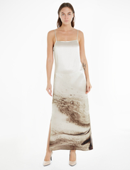 Calvin Klein - TRAVERTINE PRINT MIDI SLIP DRESS - sukienki na ramiączkach - travertine panel print / rainy day - 4