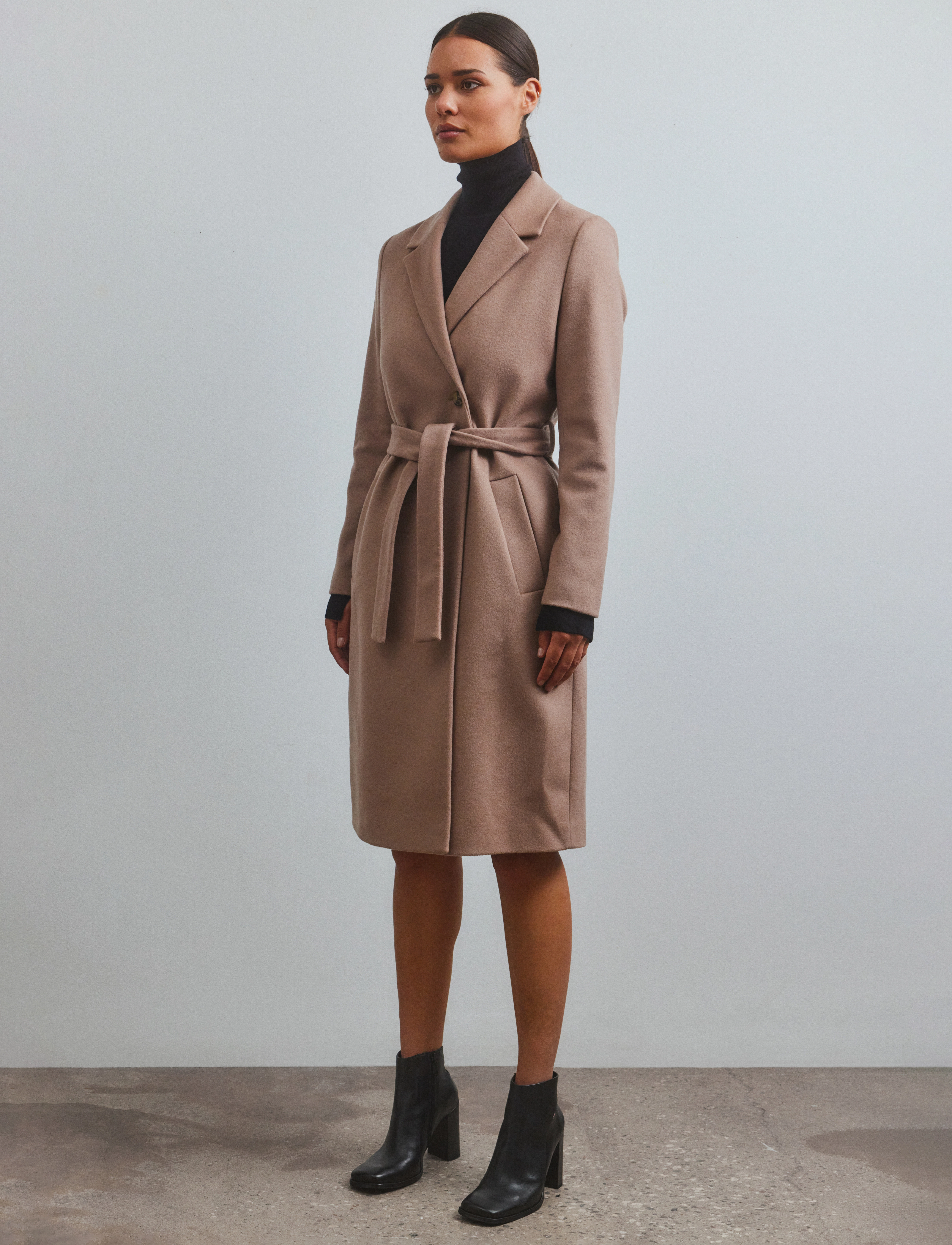 Calvin Klein ESSENTIAL WOOL WRAP COAT - Kläder - GINGER SNAP / beige