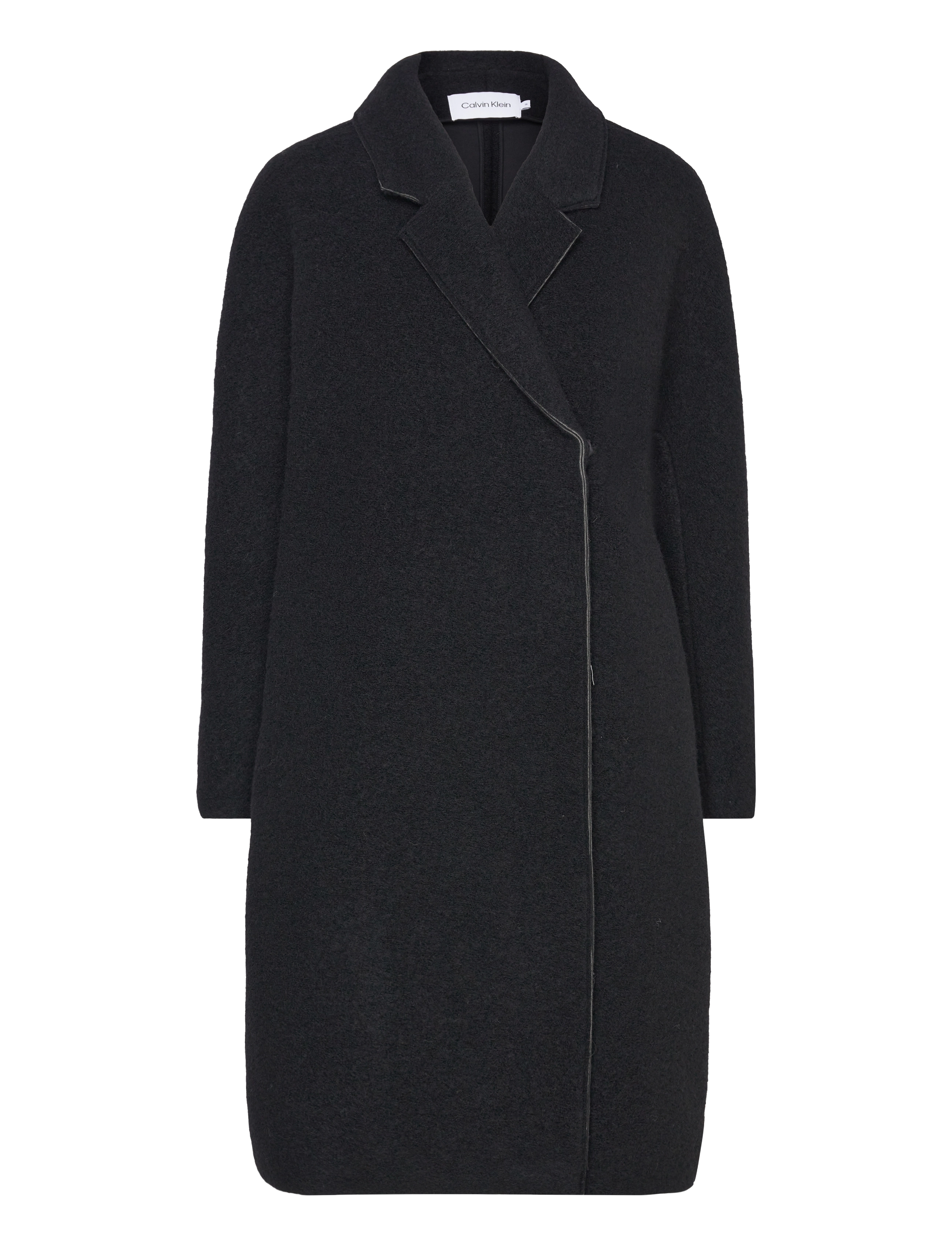 CALVIN KLEIN Bonded Wolle Cocoon Mantel Schwarz - 36 - Damen