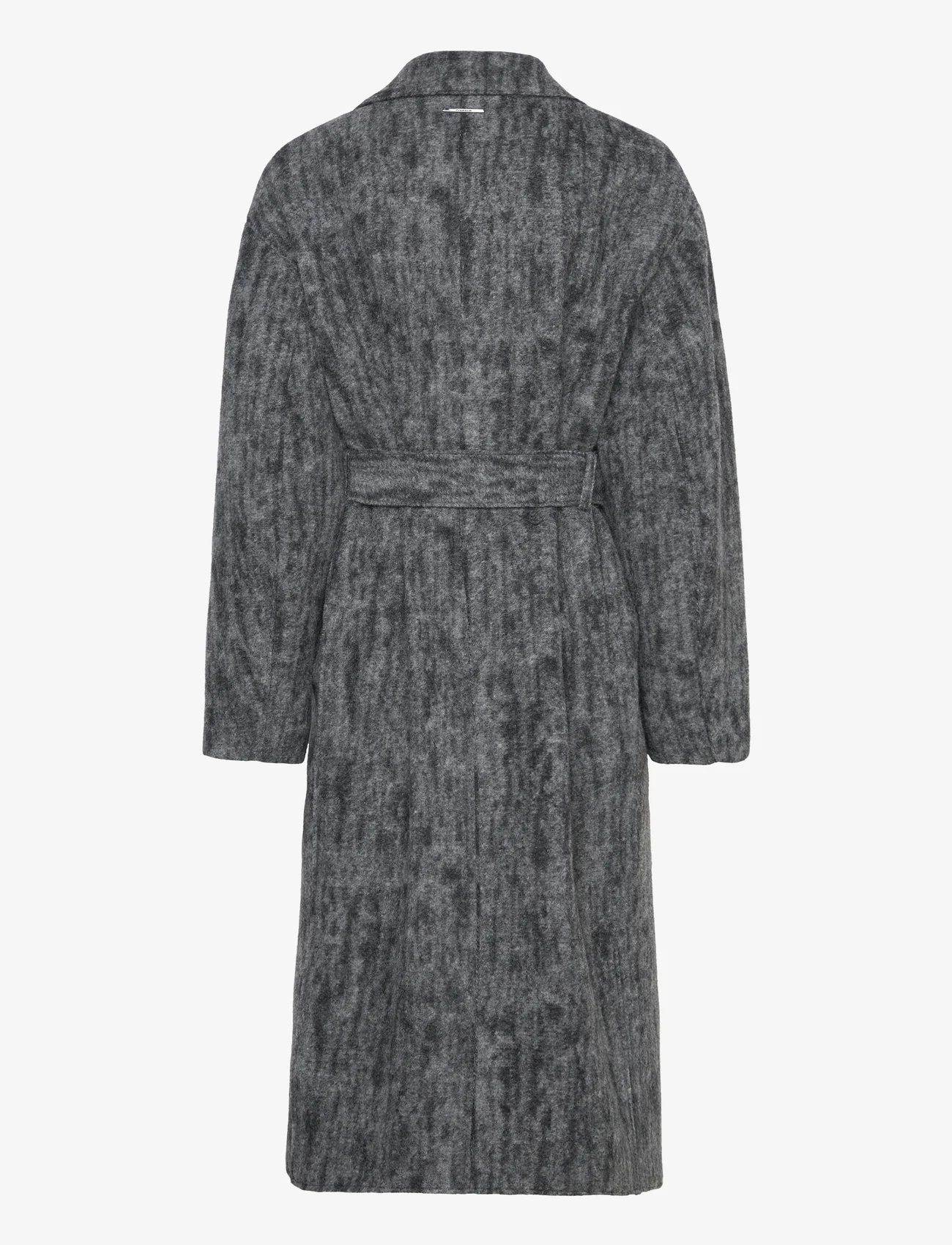 Calvin Klein - BOILED WOOL BELTED WRAP COAT - winter coats - dark grey heather - 1