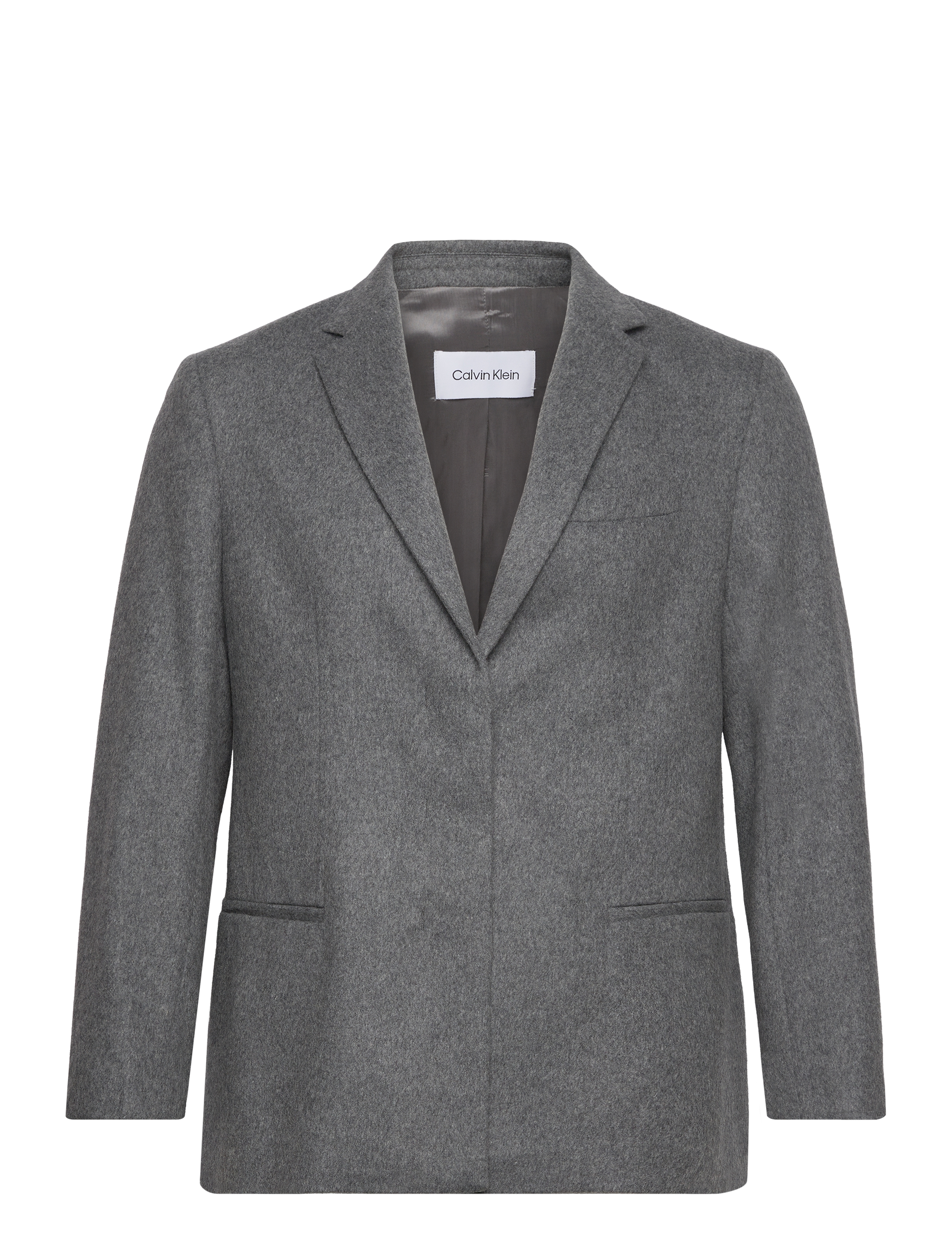 CALVIN KLEIN Flannel Wolle Tailored Blazer Grau - 36 - Damen