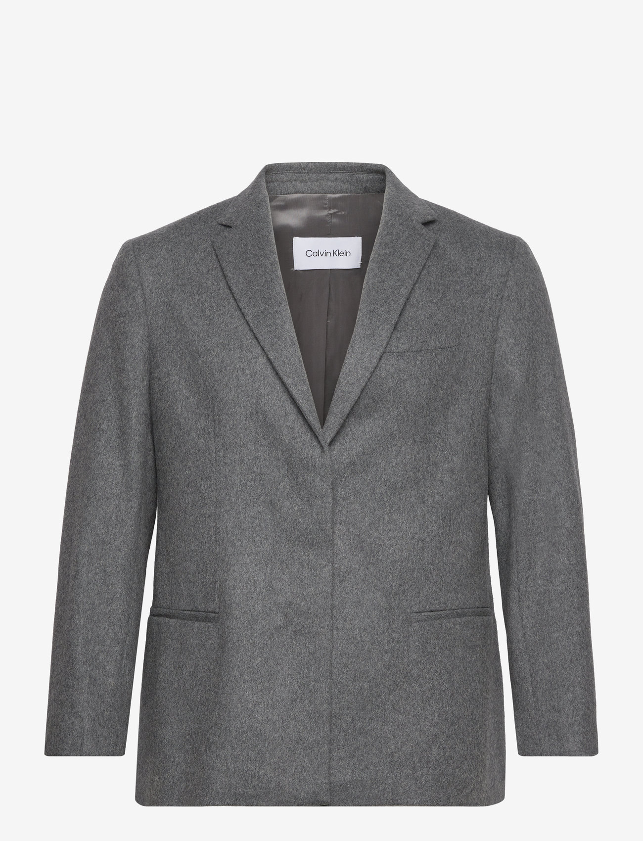 Calvin Klein - FLANNEL WOOL TAILORED BLAZER - enkeltradede blazere - dark grey heather - 0