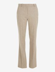 Calvin Klein - FLANNEL WOOL SLIM STRAIGHT PANTS - tiesaus kirpimo kelnės - doeskin heather - 0