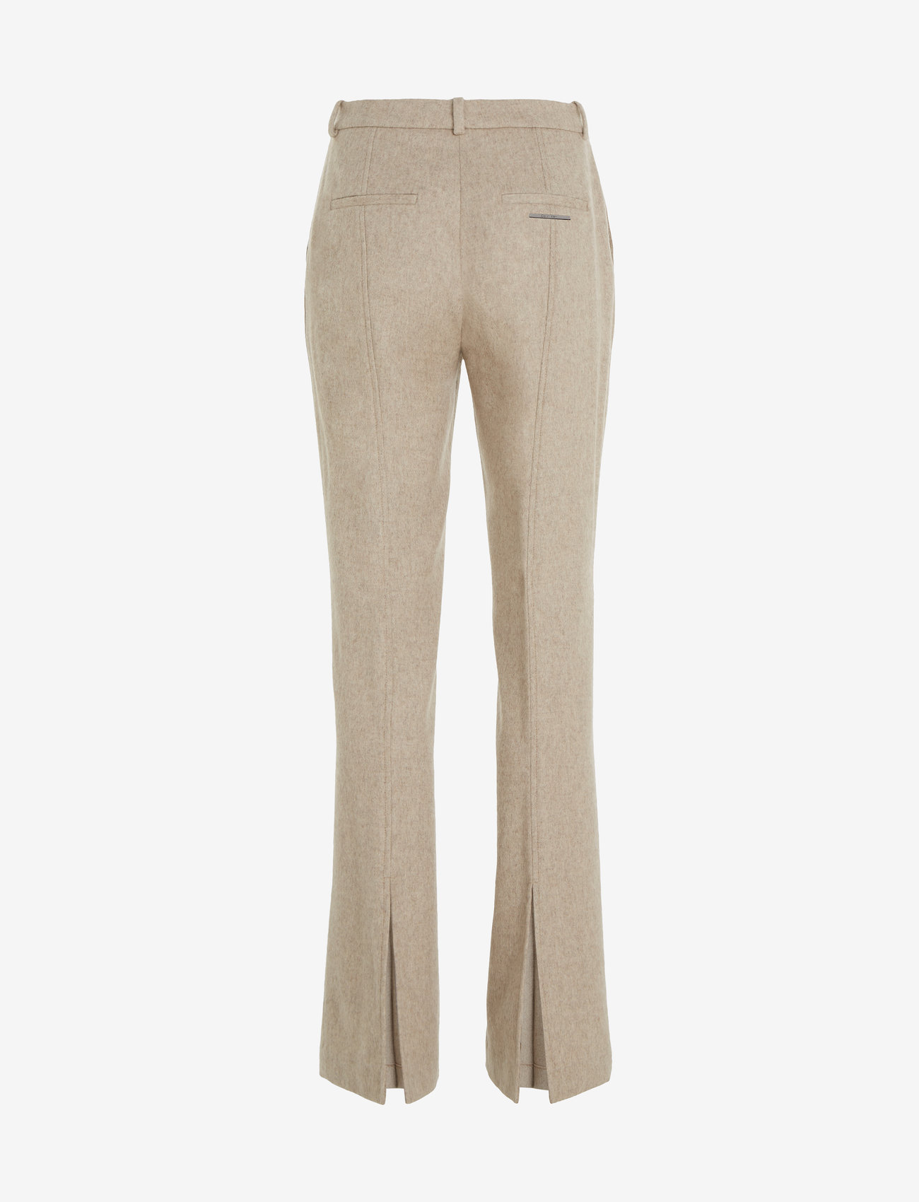 Calvin Klein - FLANNEL WOOL SLIM STRAIGHT PANTS - sirge säärega püksid - doeskin heather - 1