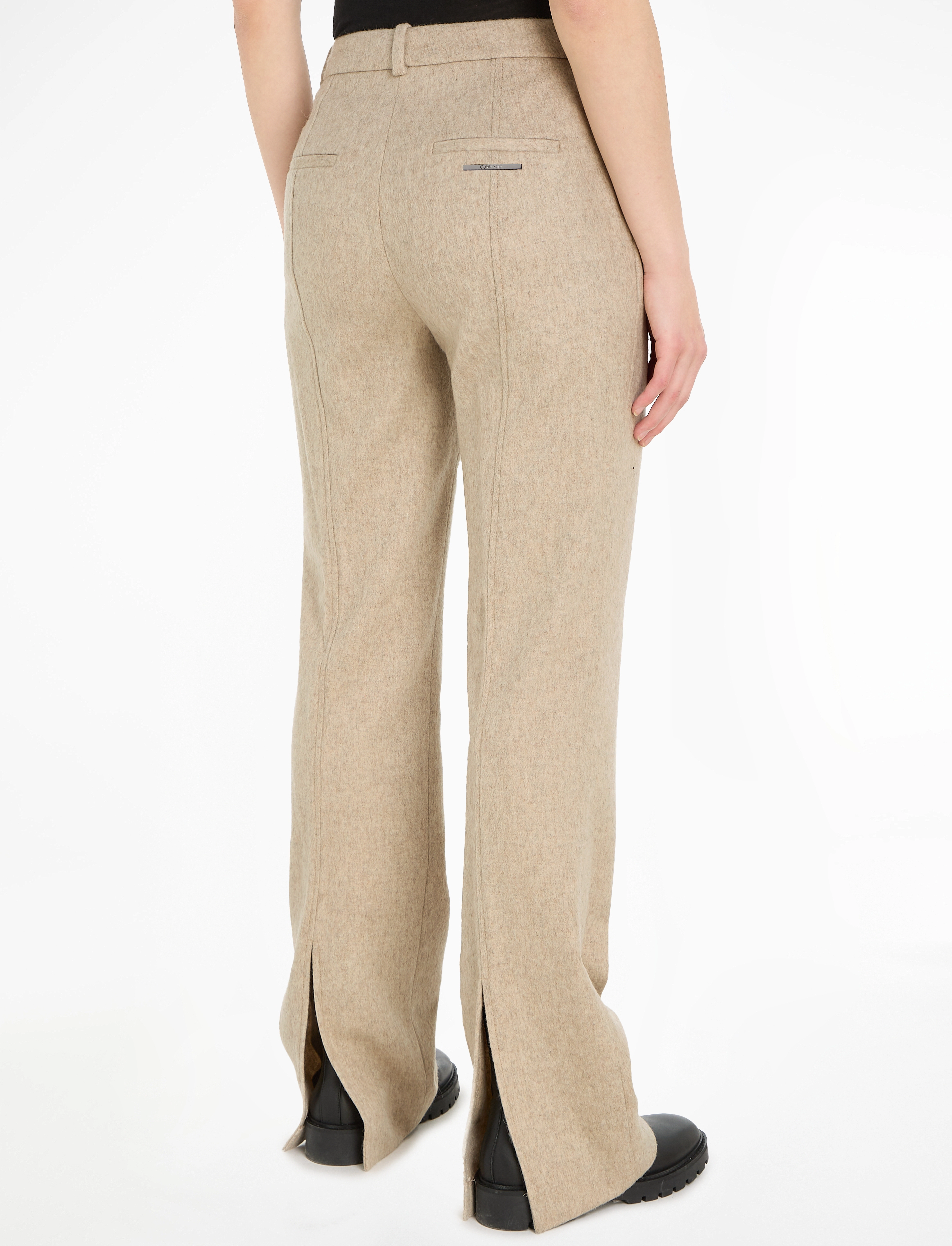 Calvin Klein - FLANNEL WOOL SLIM STRAIGHT PANTS - bukser med lige ben - doeskin heather - 3