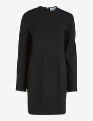 HEAVY VISCOSE LS SHIFT  DRESS - CK BLACK