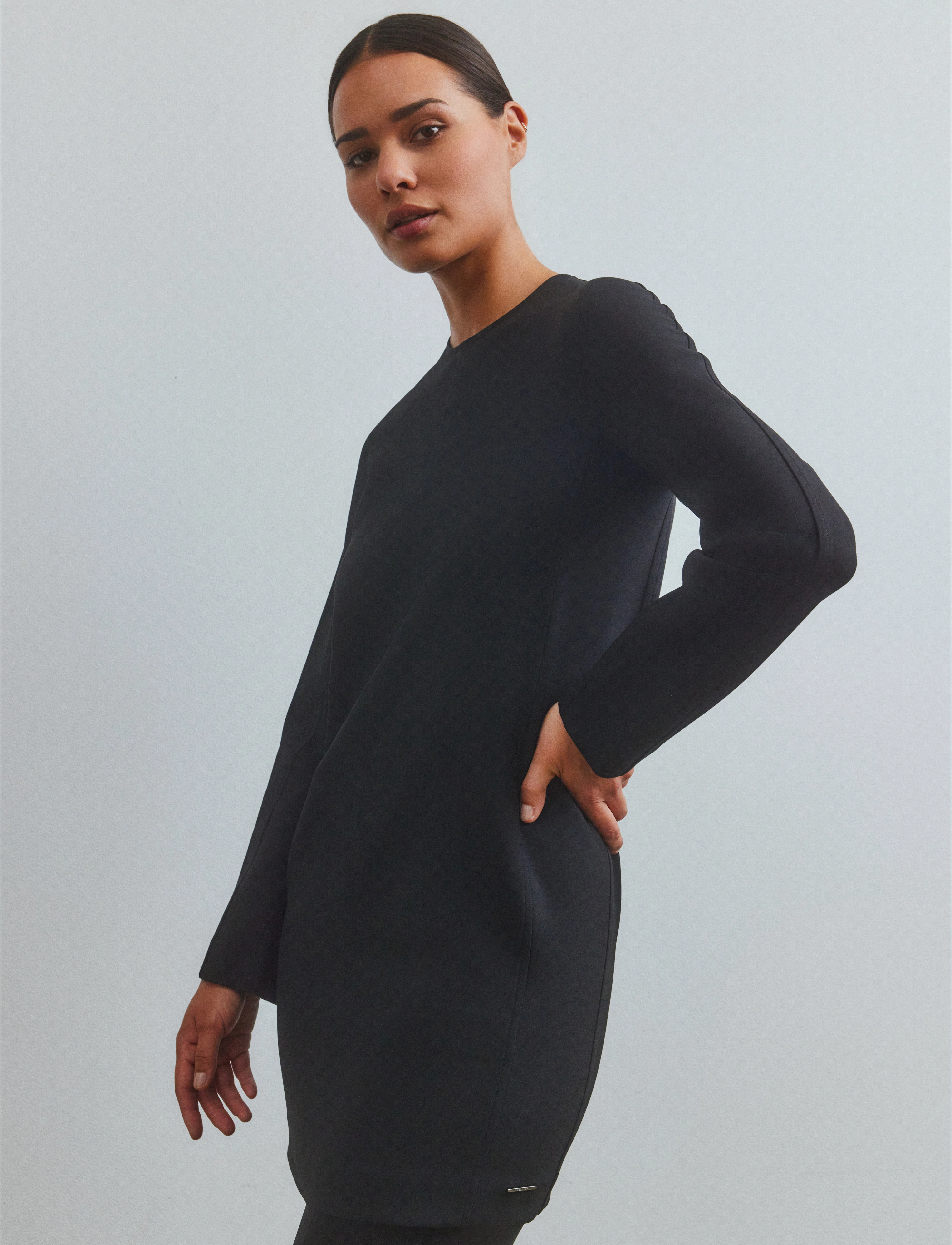 Calvin Klein Heavy Viscose Ls Shift Dress, 34, Black, Kjoler > Kort Kjole, Dame