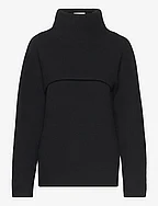 RECYCLED WOOL OVERLAY SWEATER - CK BLACK
