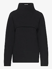 Calvin Klein - RECYCLED WOOL OVERLAY SWEATER - megztiniai su aukšta apykakle - ck black - 0