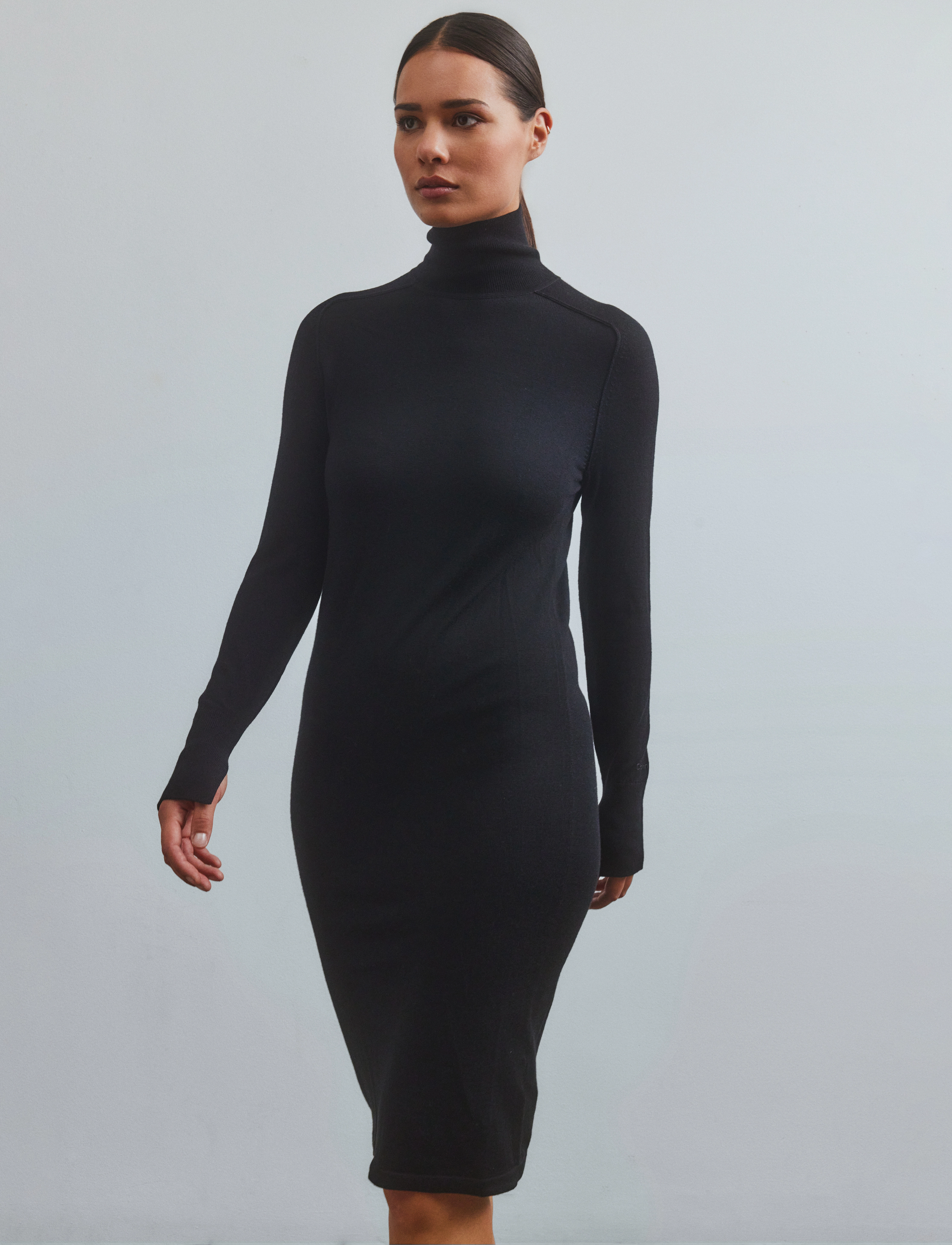 Calvin Klein - EXTRA FINE WOOL HIGH-NK DRESS - ck black - 2