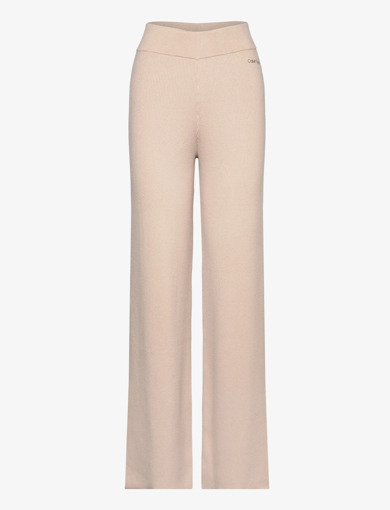 Calvin Klein - ESSENTIAL RIB WIDE LEG PANT - spodnie szerokie - doeskin - 0