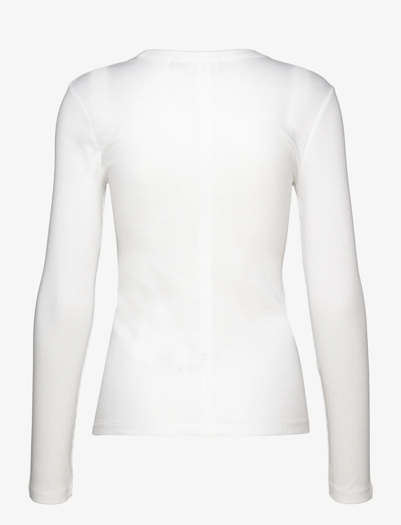 Calvin Klein - COTTON RIB LS T-SHIRT - t-shirt & tops - bright white - 1
