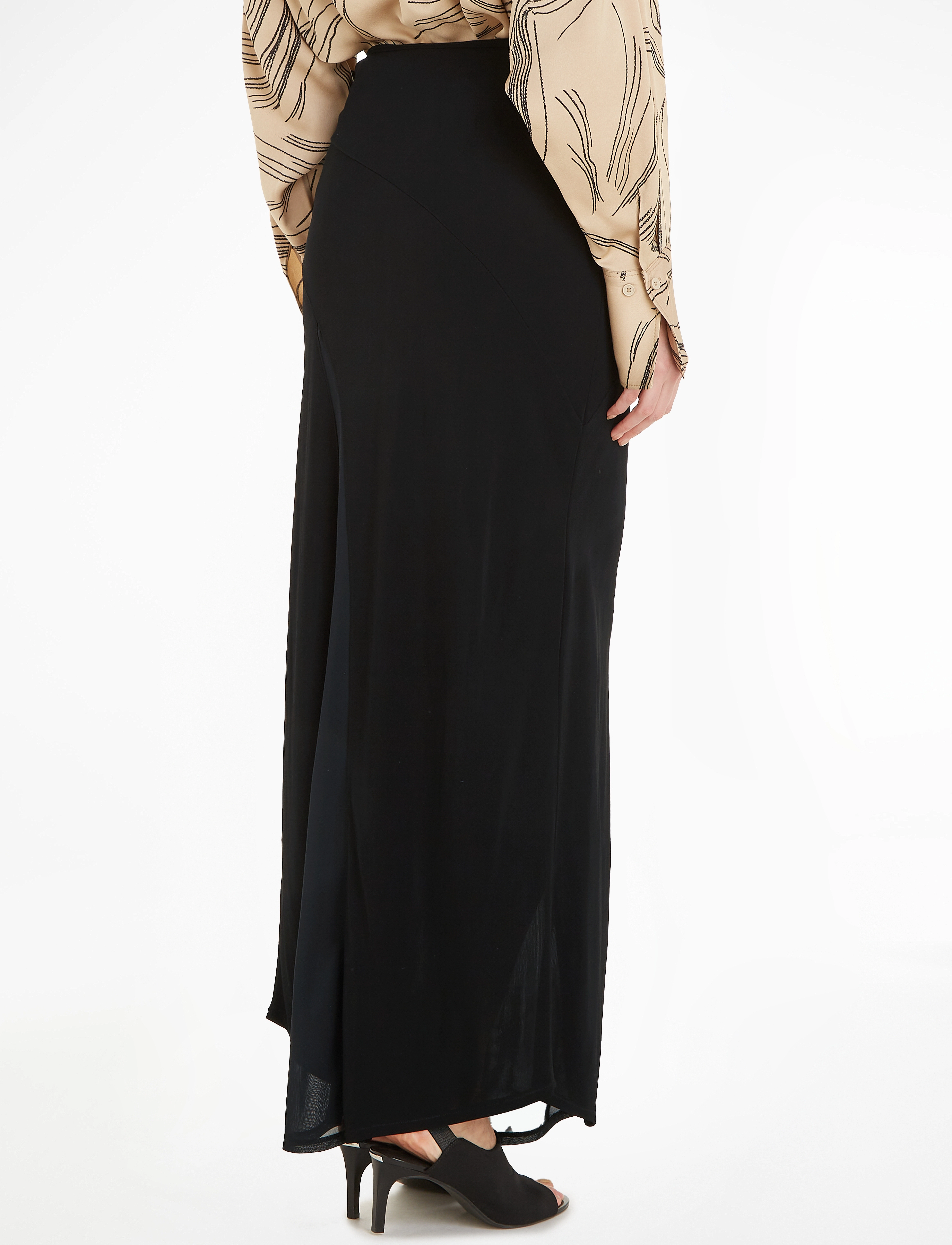 Calvin Klein - FLUID JERSEY PANEL SKIRT - maxi nederdele - ck black - 3