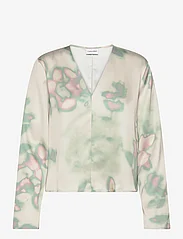 Calvin Klein - LIGHT WEIGHT SATIN LS SHIRT - long-sleeved blouses - solarized floral print / rainy day - 0