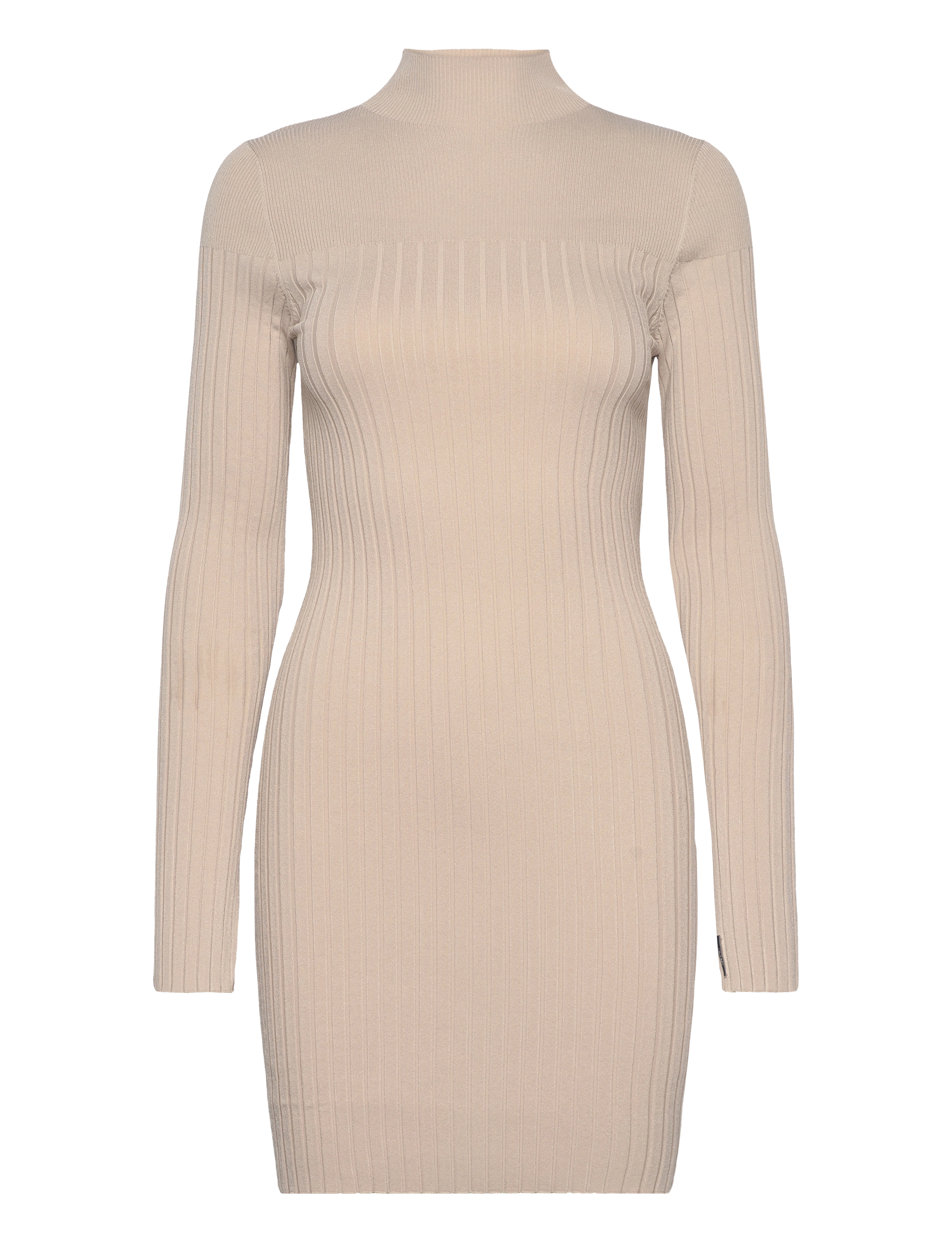 Calvin Klein ICONIC RIB MINI KNIT DRESS LS - Klänningar - OXFORD TAN / beige