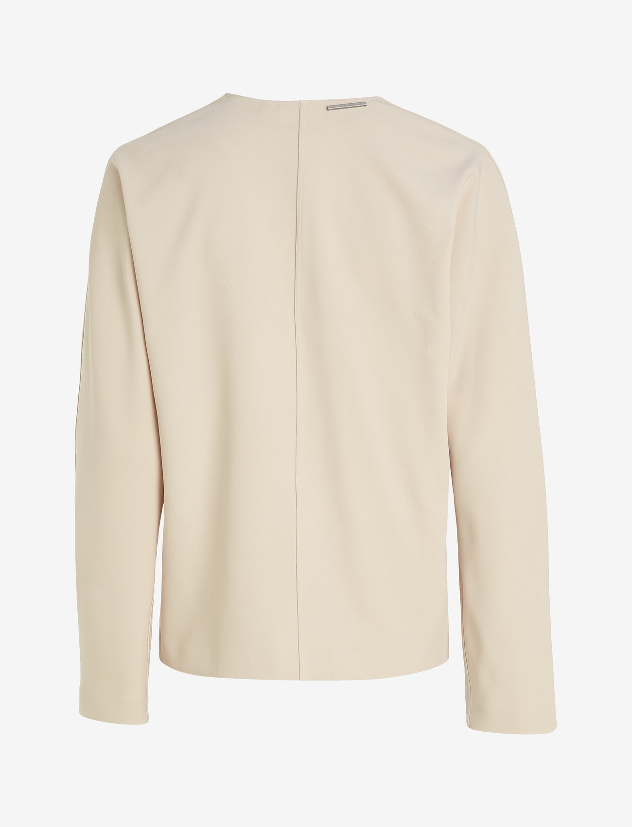 Calvin Klein - STRUCTURE TWILL V NECK LS TOP - t-shirt & tops - sandshell - 1