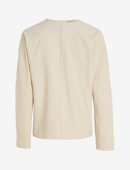 Calvin Klein - STRUCTURE TWILL V NECK LS TOP - t-shirt & tops - sandshell - 1