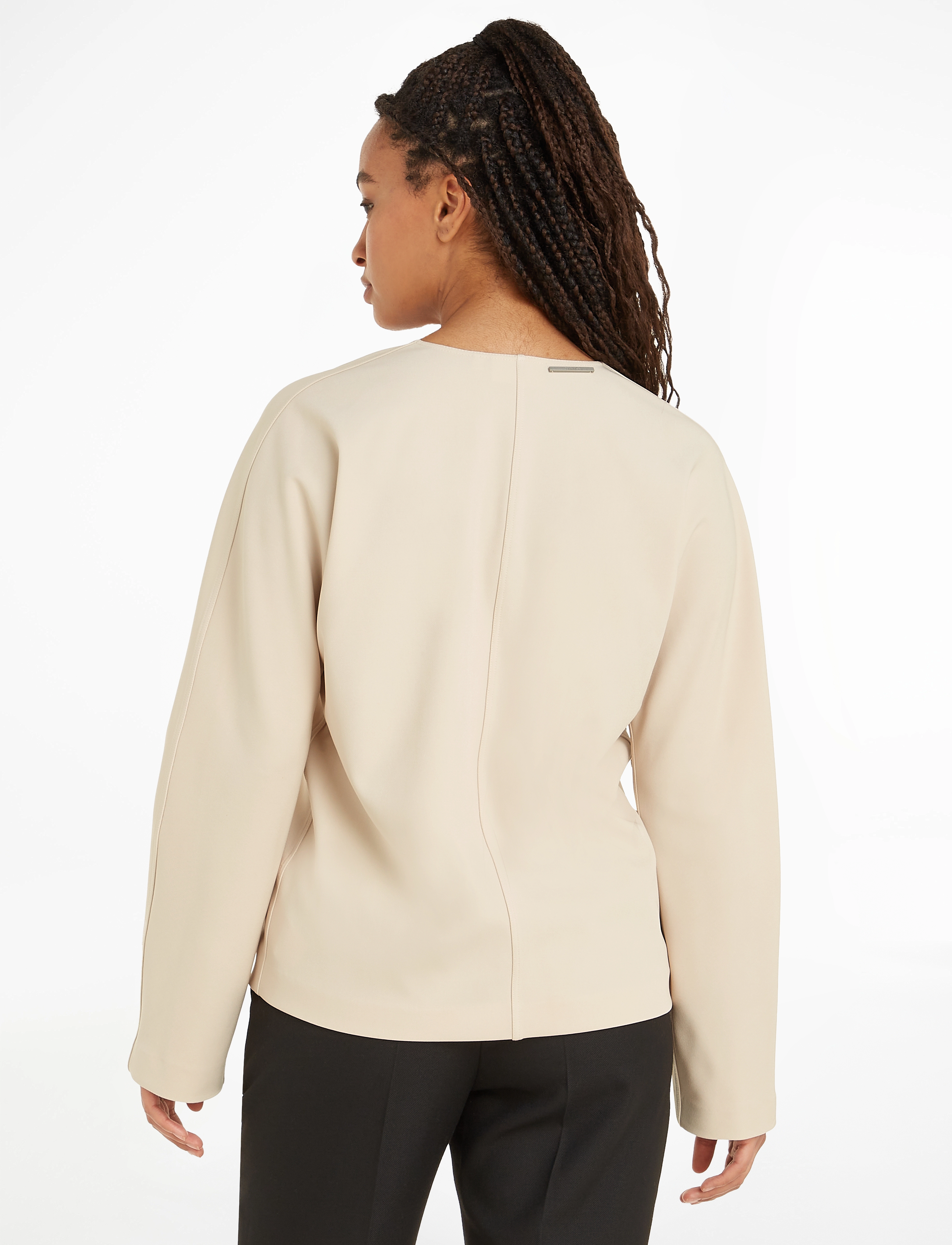 Calvin Klein - STRUCTURE TWILL V NECK LS TOP - sandshell - 3