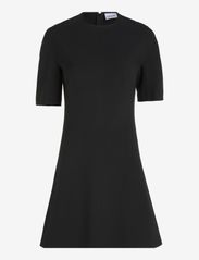 Calvin Klein - HEAVY VISCOSE  FIT & FLARE DRESS - kurze kleider - ck black - 0