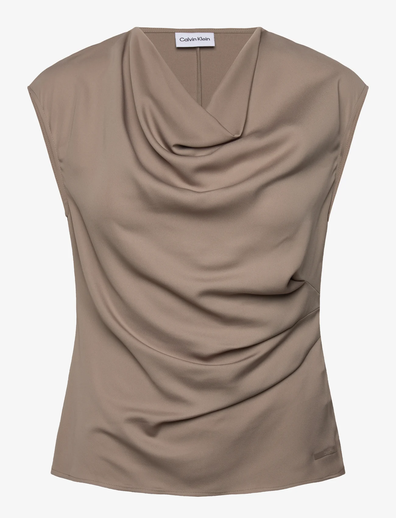 Calvin Klein - RECYCLED CDC DRAPED TOP - short-sleeved blouses - neutral taupe - 0