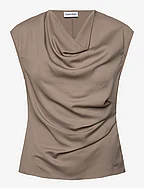 RECYCLED CDC DRAPED TOP - NEUTRAL TAUPE