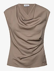 Calvin Klein - RECYCLED CDC DRAPED TOP - lyhythihaiset puserot - neutral taupe - 0