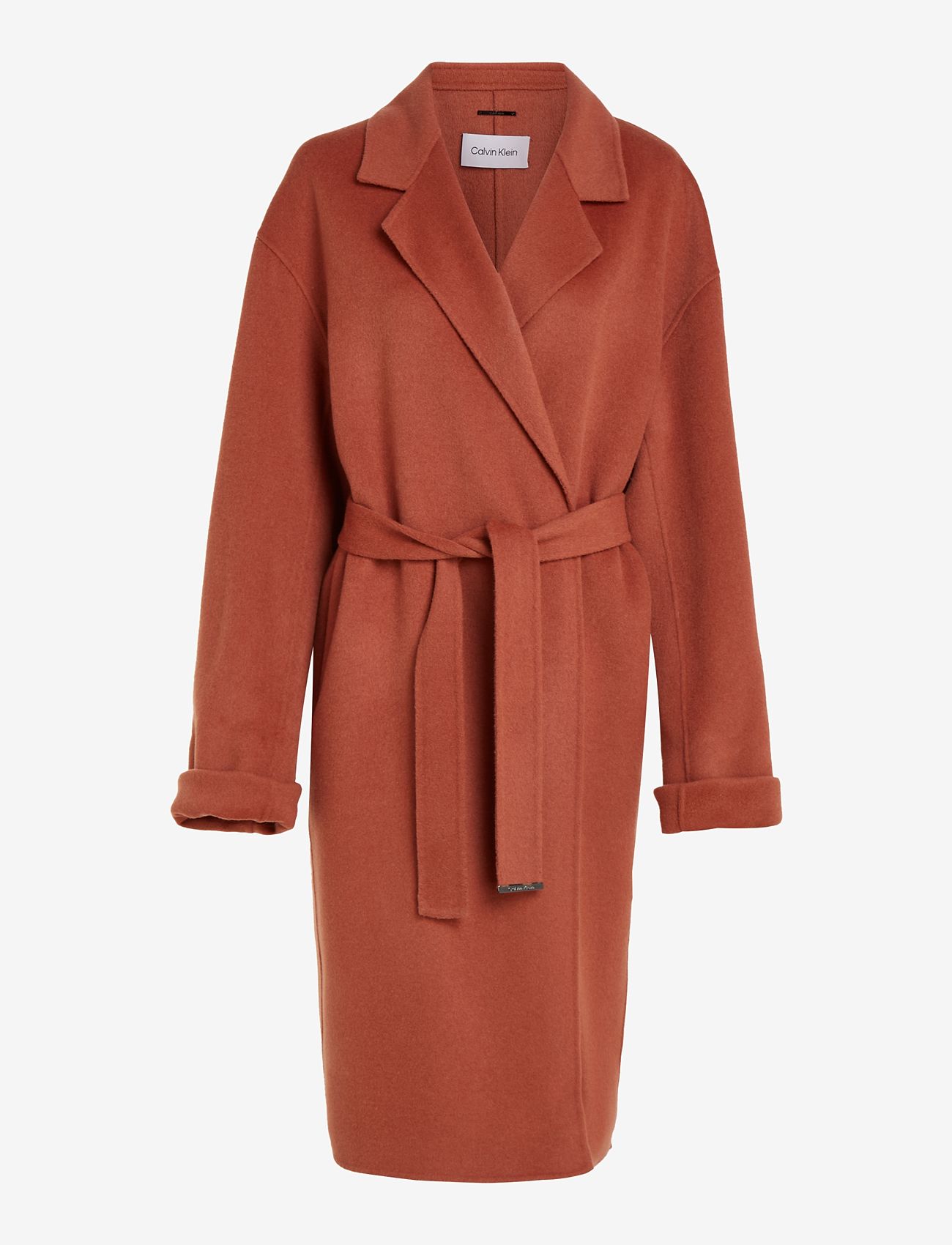 Calvin Klein - DF WOOL BELTED WRAP COAT - winter coats - baked clay - 0