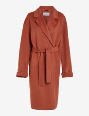 DF WOOL BELTED WRAP COAT - BAKED CLAY