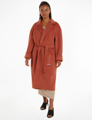 Calvin Klein - DF WOOL BELTED WRAP COAT - winter coats - baked clay - 1