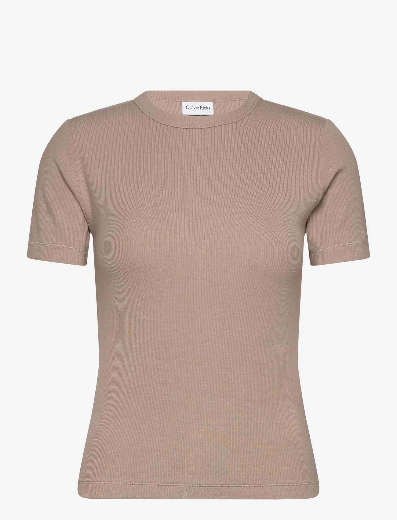 Calvin Klein - MODAL RIB SS TEE - marškinėliai - neutral taupe - 0