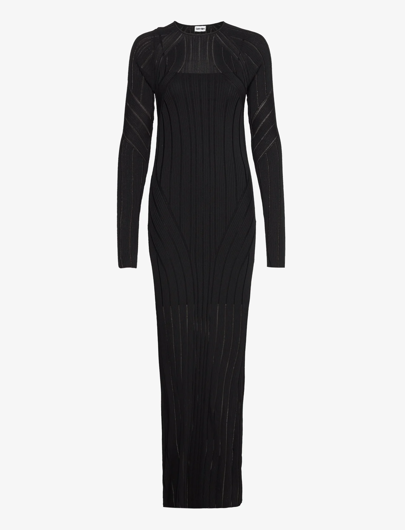 Calvin Klein - LADDERED RIB MAXI KNIT DRESS - bodycon jurken - ck black - 0