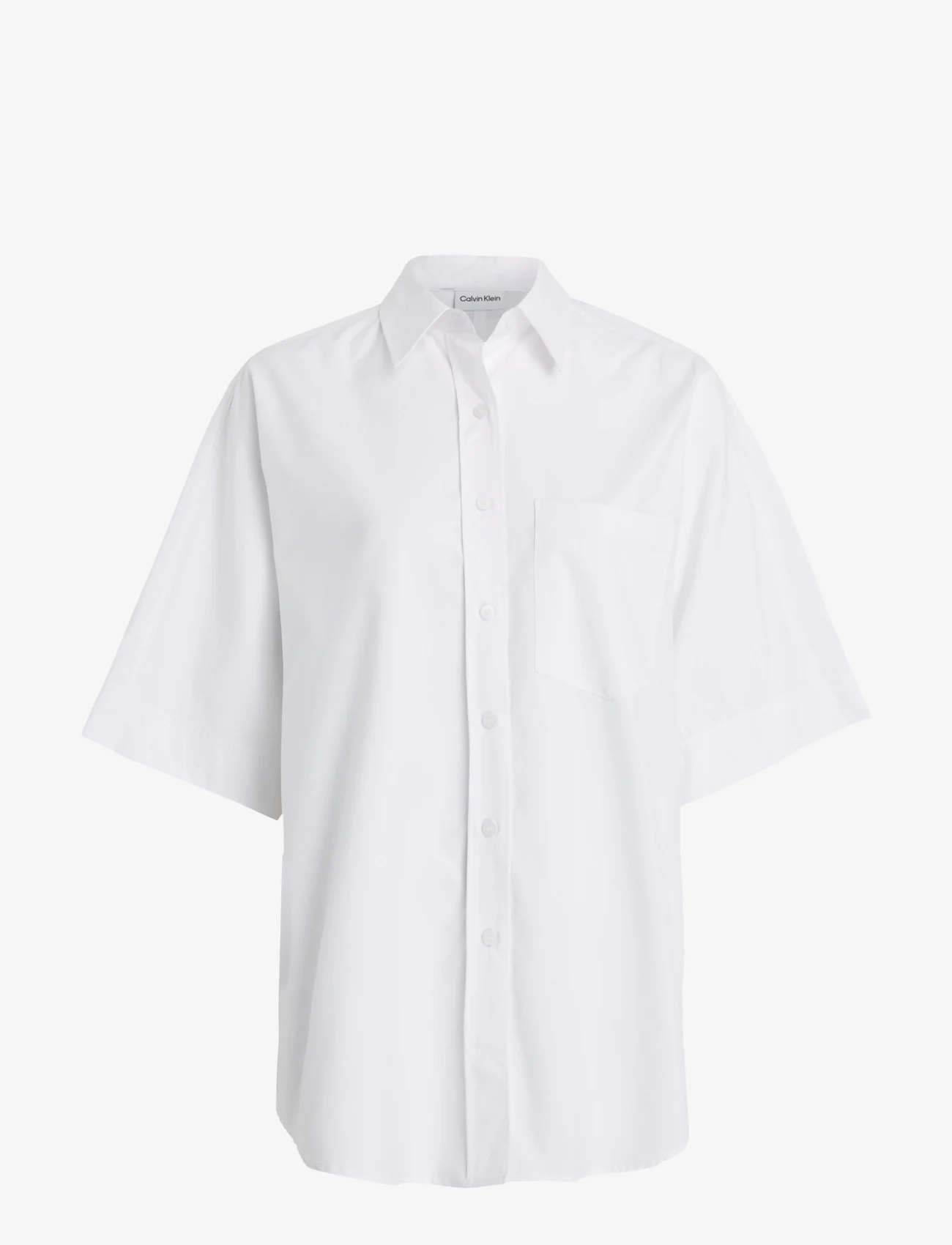 Calvin Klein - OVERSIZE SS COTTON SHIRT - langärmlige hemden - bright white - 0