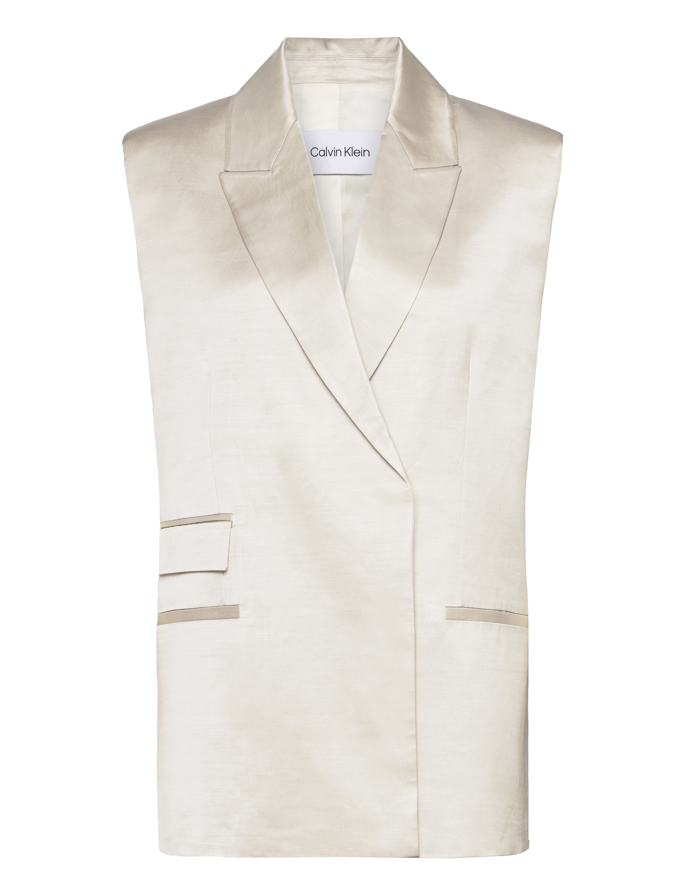 Calvin Klein SHINY VISCOSE TAILORED VEST - Ärmellose Blazer - PEYOTE / white