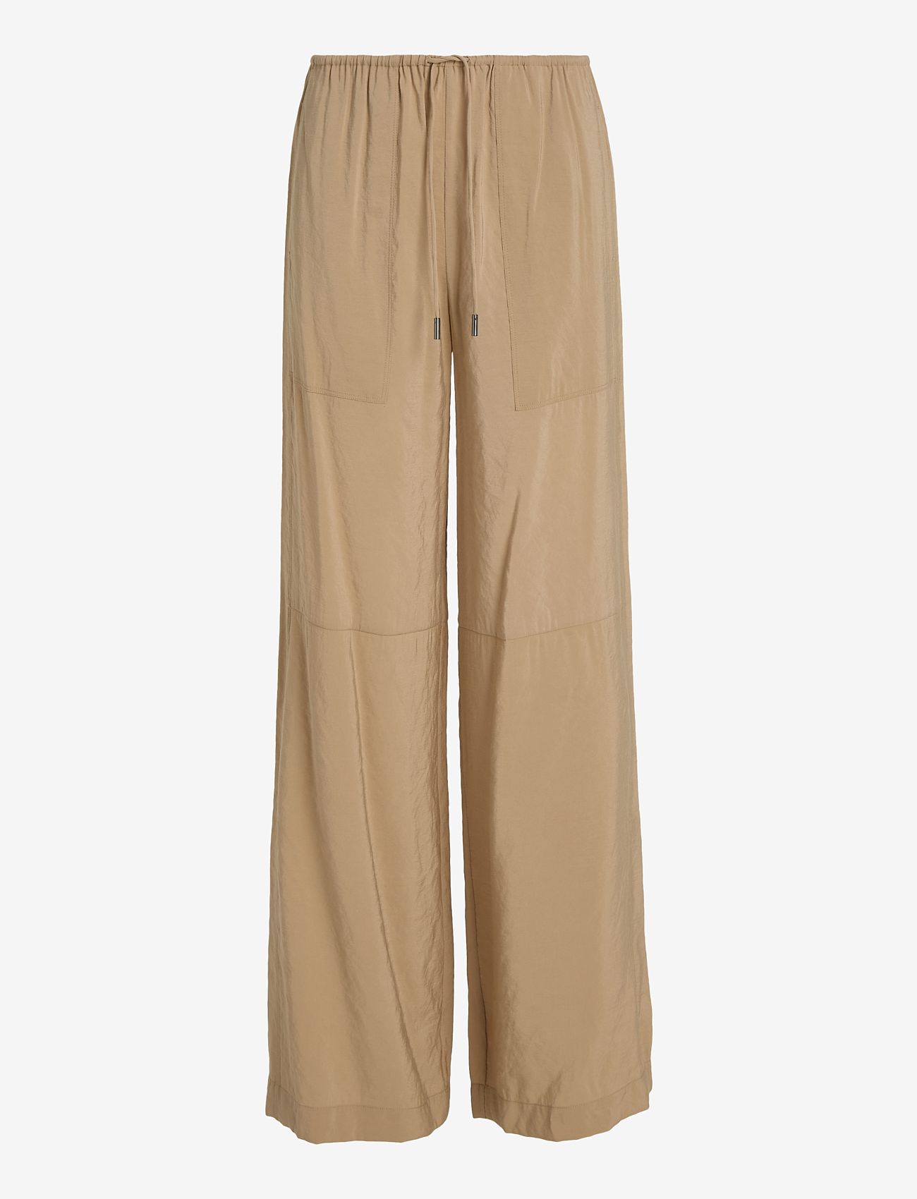 Calvin Klein - TEXTURED WIDE LEG PANTS - hosen mit weitem bein - dune - 1
