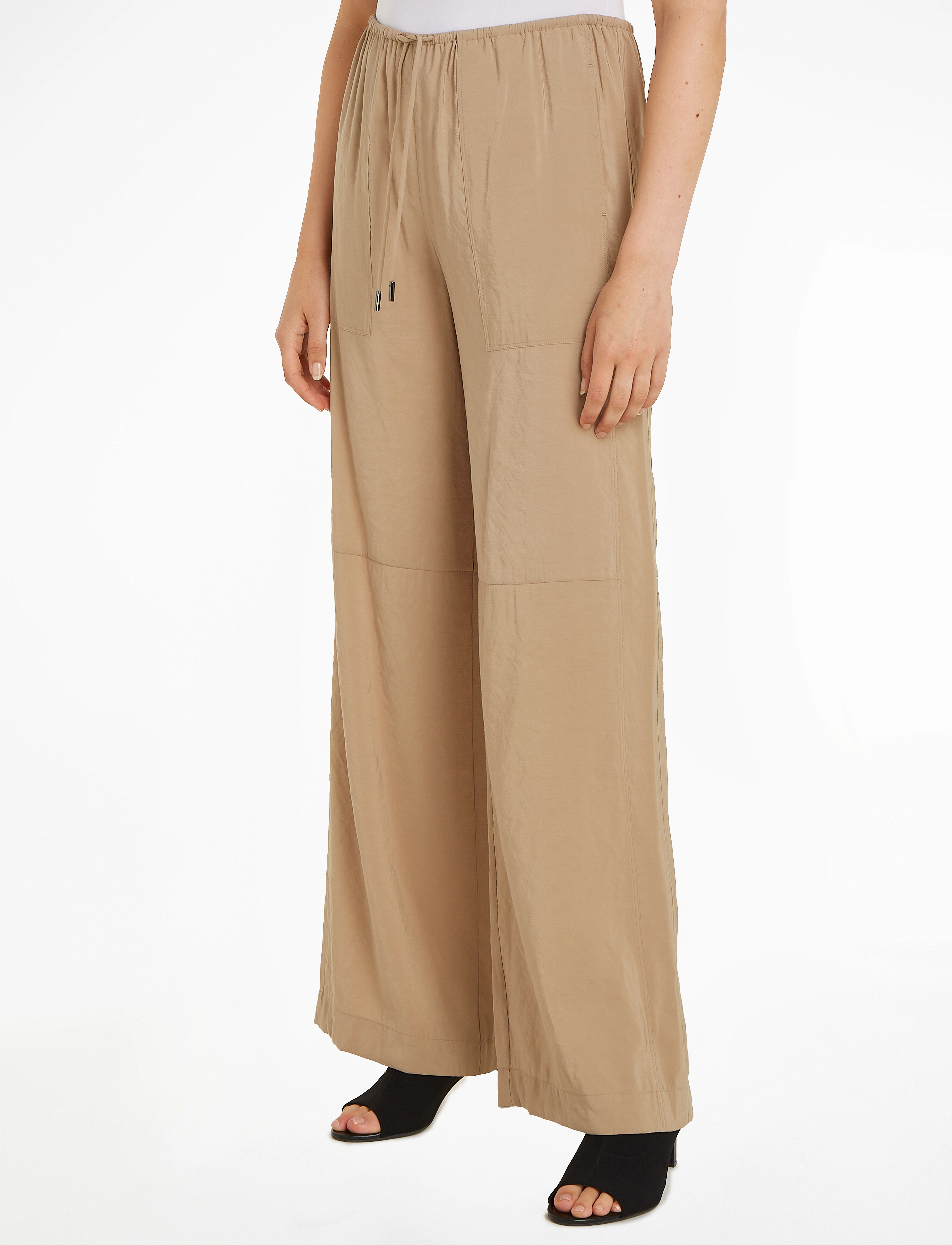 Calvin Klein TEXTURED WIDE LEG PANTS - Transitional Layering - DUNE / beige