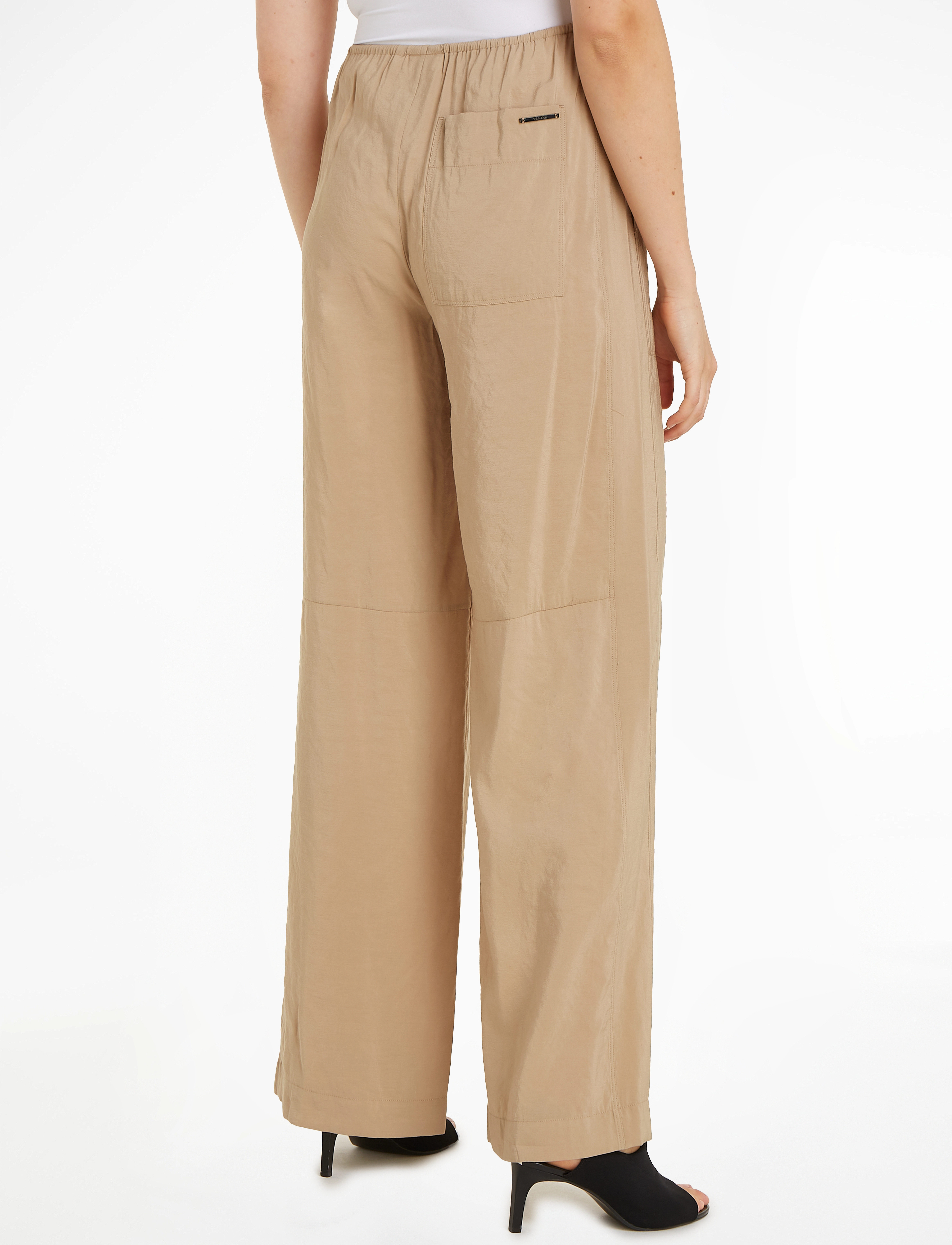 Calvin Klein - TEXTURED WIDE LEG PANTS - buxur með víðum skálmum - dune - 2