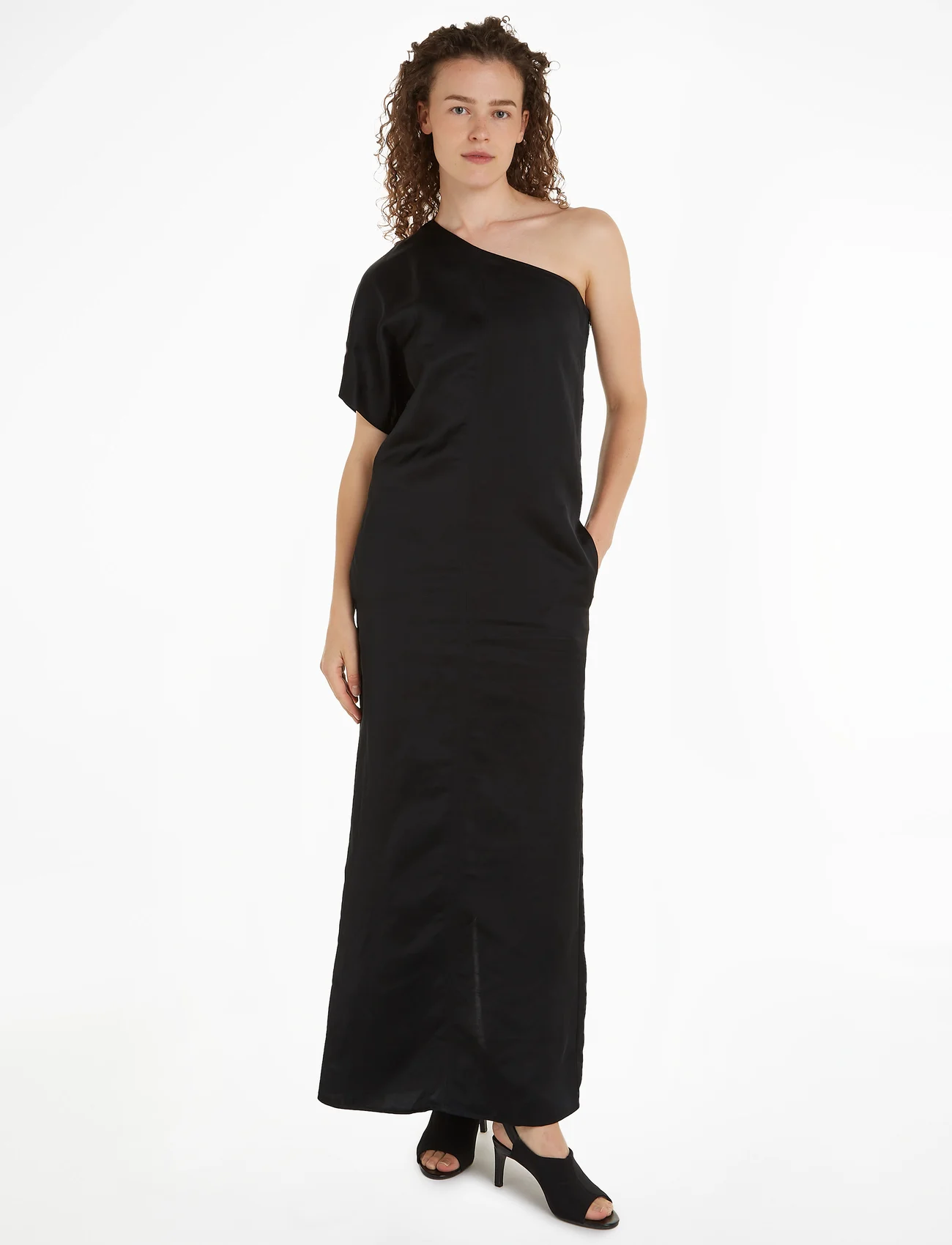 Calvin Klein - VISCOSE LINEN SHIFT MAXI DRESS - maxiklänningar - ck black - 1
