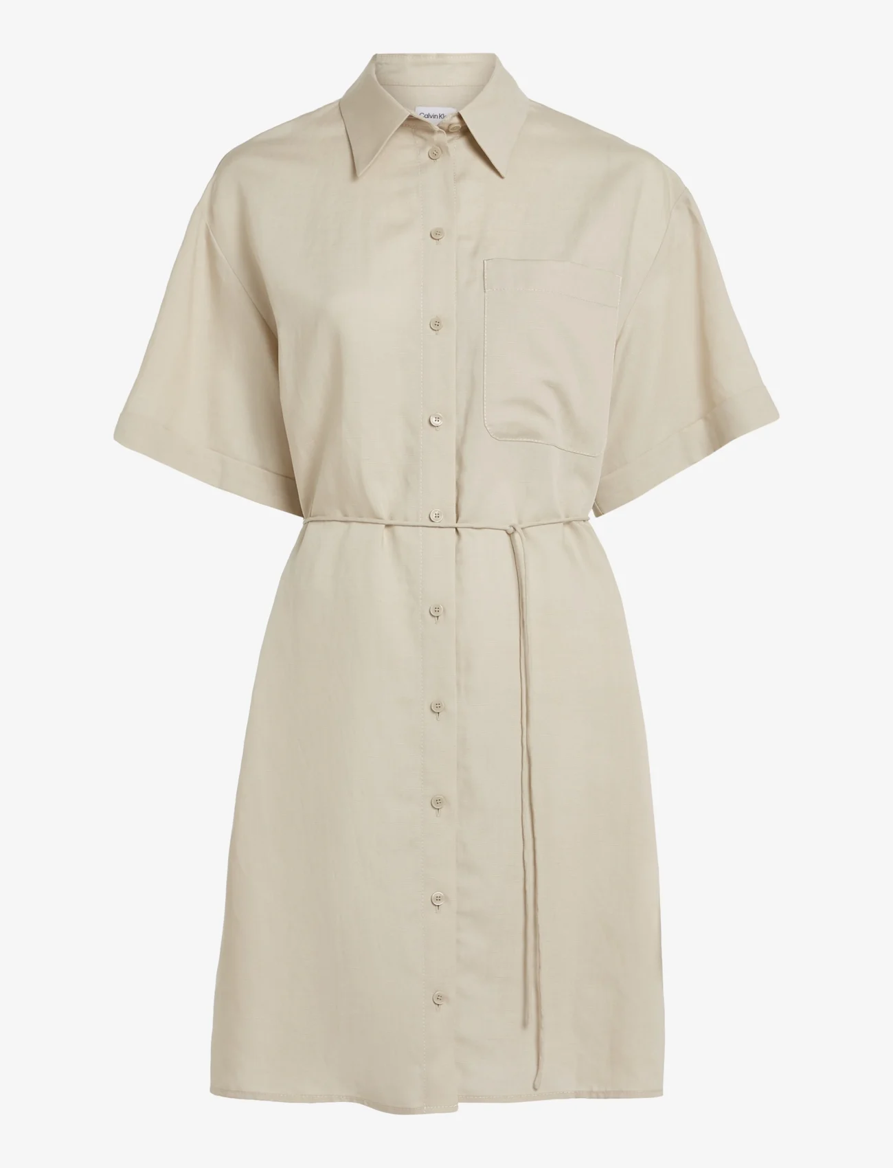 Calvin Klein - LINEN BLEND RELAXED SHIRT DRESS - marškinių tipo suknelės - peyote - 0
