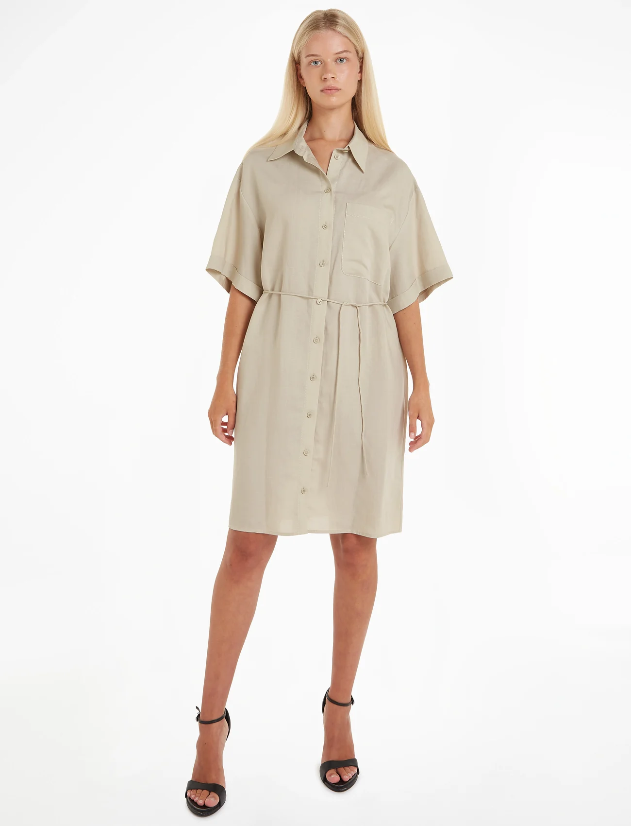 Calvin Klein - LINEN BLEND RELAXED SHIRT DRESS - skjortklänningar - peyote - 1