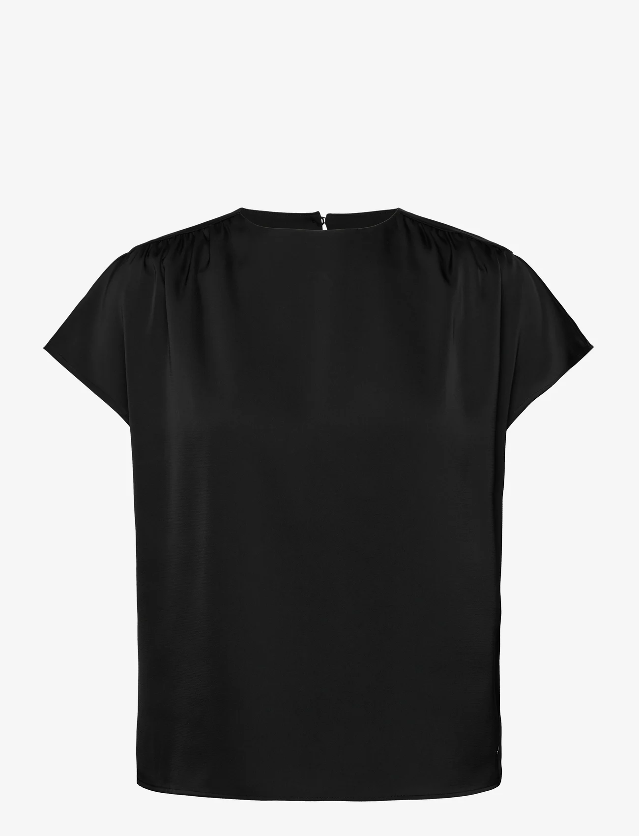 Calvin Klein - SATIN SHINE SS GATHERED BLOUSE - blouses korte mouwen - ck black - 0