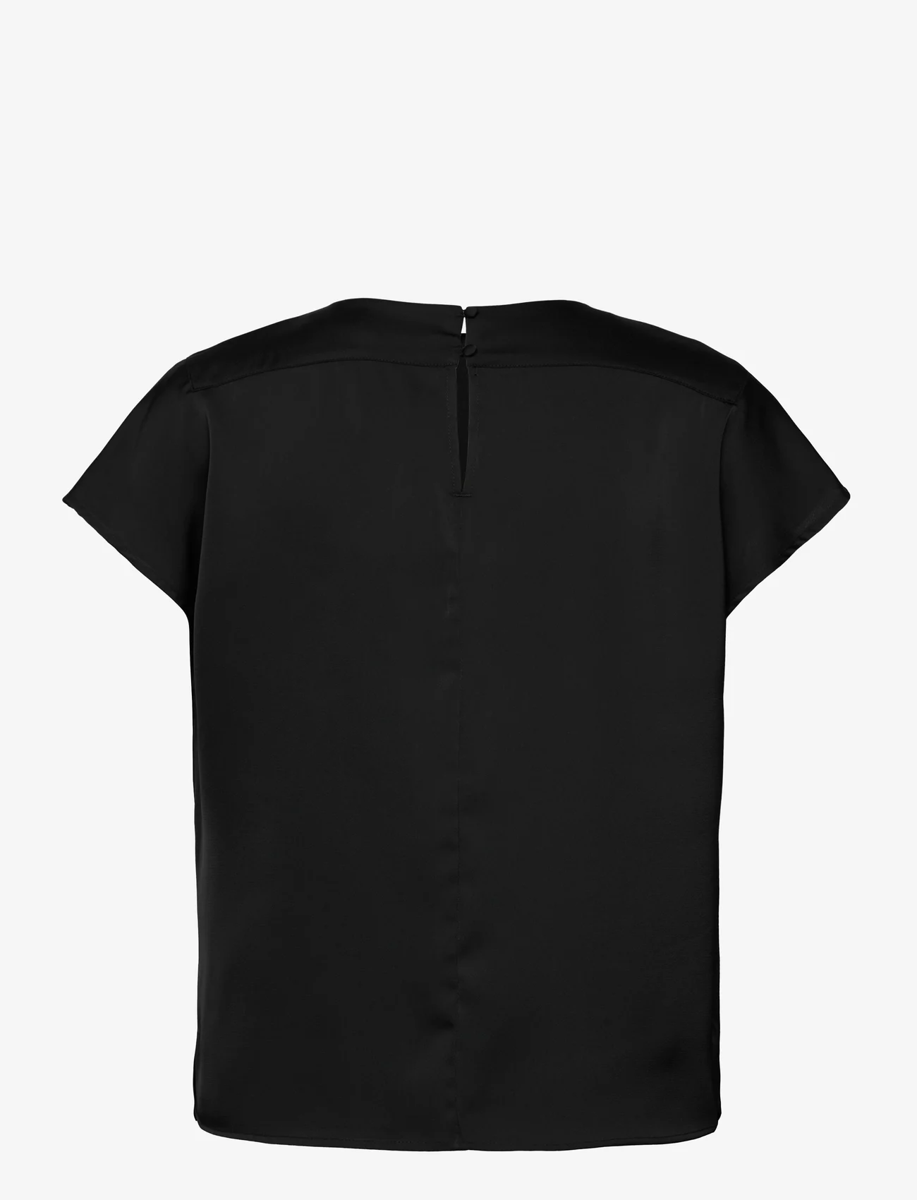 Calvin Klein - SATIN SHINE SS GATHERED BLOUSE - short-sleeved blouses - ck black - 1