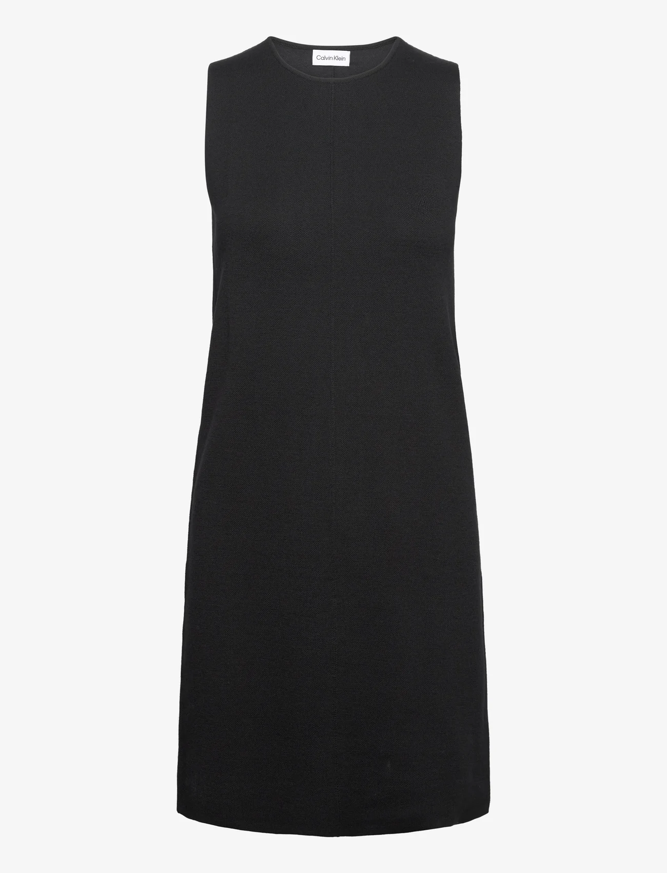 Calvin Klein - EXTRA FINE WOOL SHIFT DRESS - knitted dresses - ck black - 0
