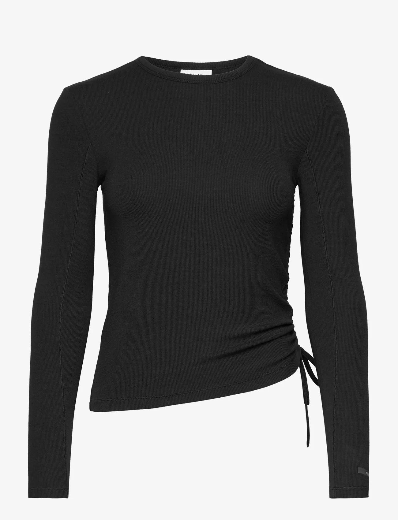 Calvin Klein - MODAL RIB GATHERED LS TEE - long-sleeved tops - ck black - 0