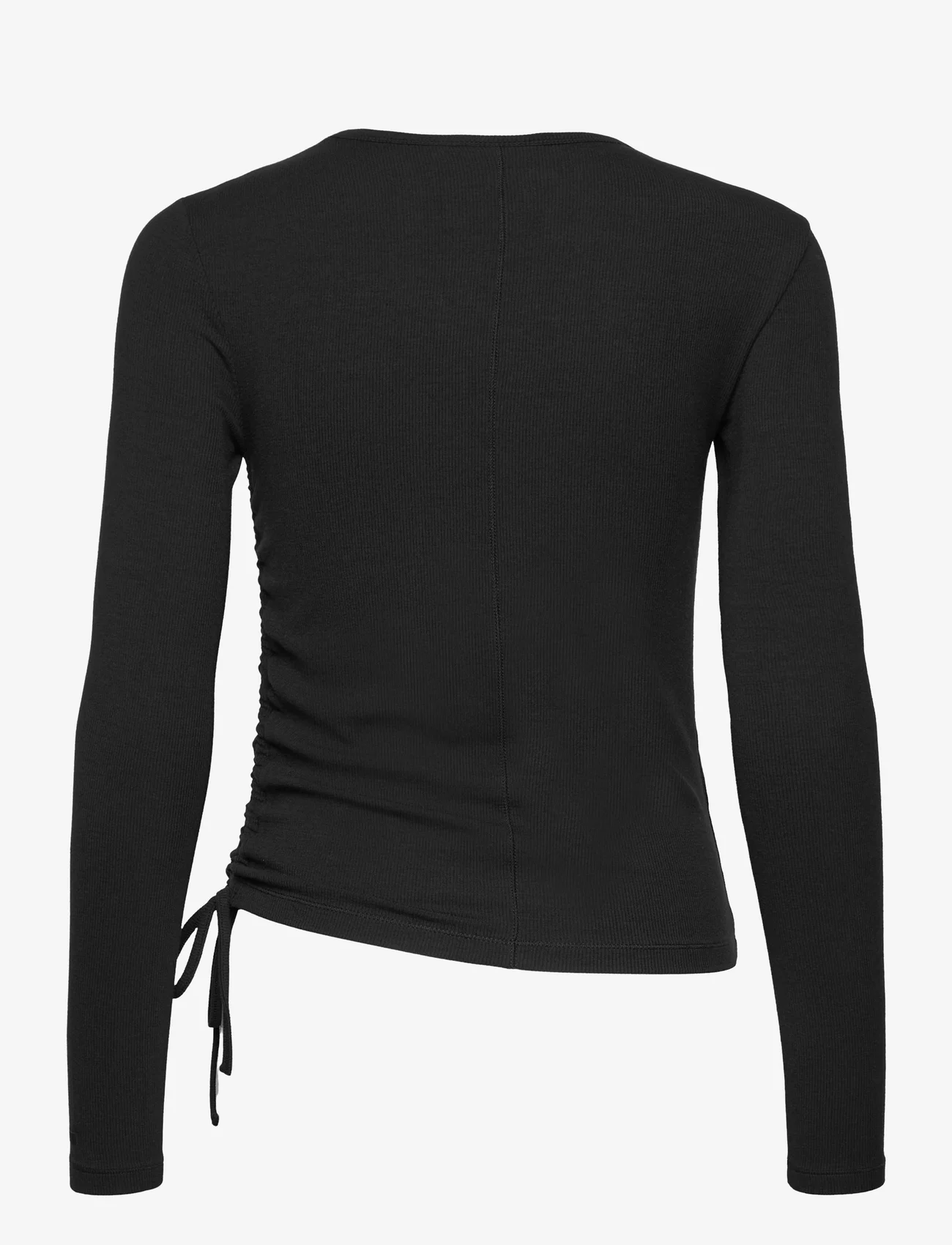 Calvin Klein - MODAL RIB GATHERED LS TEE - long-sleeved tops - ck black - 1