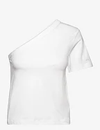 SMOOTH COTTON ONE SHOULDER TOP - BRIGHT WHITE